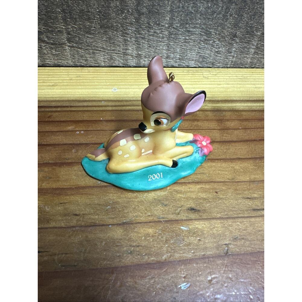 Grolier Disney Porcelain Bambi Dated Christmas Ornament 2001 In Box